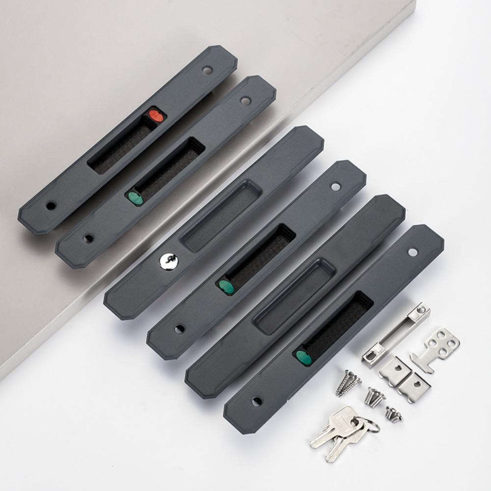 New Stainless Steel Sliding Door Lock Durable Embedded Lock Window Latch Invisible Door Handle Lock Sliding Window