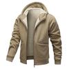 Men's Fleece-Lined Hooded Sweatshirt with Thickened Lining for Autumn/Winter Thickened Fleece-Lined Hooded Sportswear Casual Cardigan Warm Outerwear