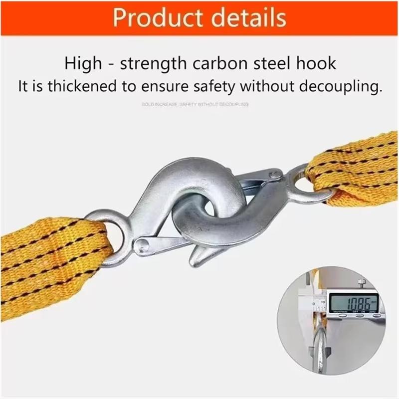 1Pc 3M/4M Heavy Duty 4T/5T Car Tow Rope with Hooks Emergency Road Recovery Towing Cable Heavy Duty Universal Auto Accessories