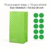 10 Pcs Colorful Solid Stripe and Polka Dot Stand-Up Bags with Stickers - 18x9x6cm Favor Gift Packing Treat Bags for Wedding
