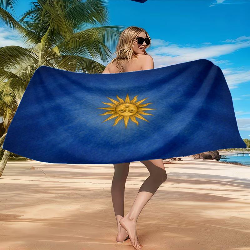 Asciugamano da Spiaggia con Design della Bandiera Argentina, Asciugatura Rapida, Facile da Curare, Adatto Sia per il Fitness che per le Vacanze al Mare, Essenziale per lo Sport