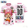 Summer 2026 One Piece Ace X French "Mecha Flame" Soccer 3D Print Breathable Quick-drying T-shirt for Men and Women Top