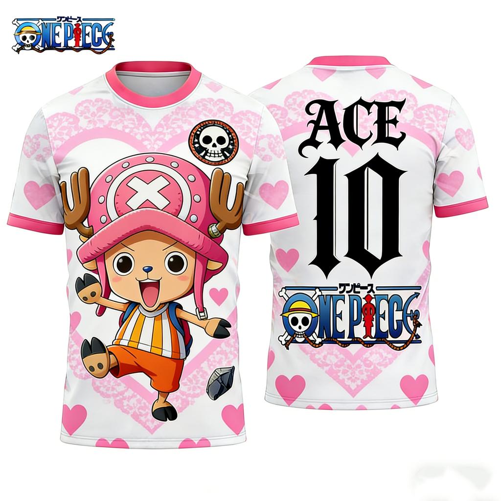 Summer 2026 One Piece Ace X French "Mecha Flame" Soccer 3D Print Breathable Quick-drying T-shirt for Men and Women Top