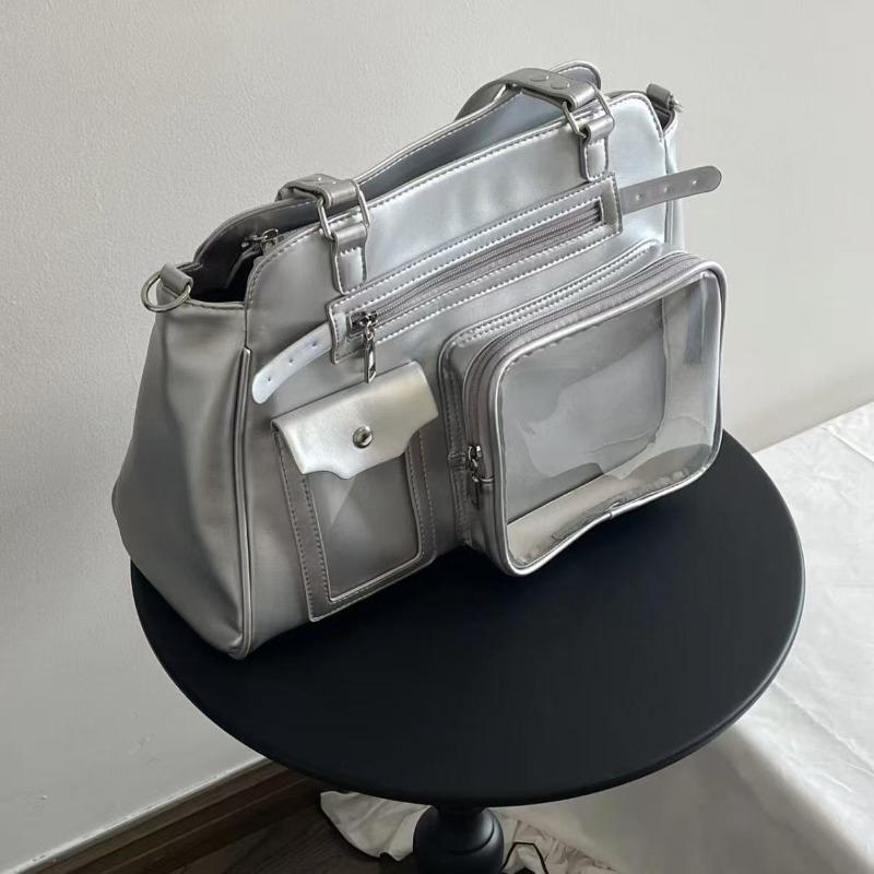 New transparent locomotive pain bag, two-dimensional cm baby bag, stent, light sign, shoulder messenger bag, large-capacity pain bag.