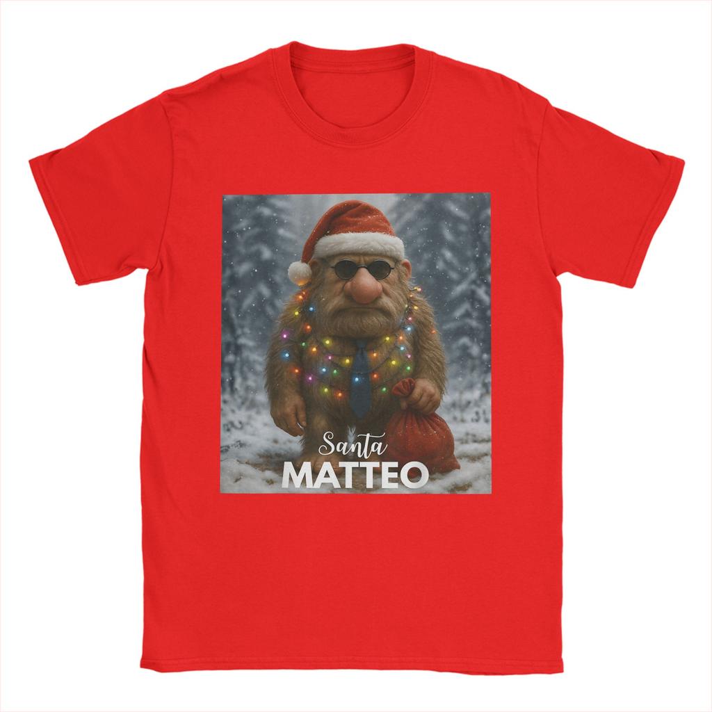 Matteo Matteooo Italian Brainrot Christmas Santa Claus T-Shirt Mens T-Shirts Summer Crewneck Tees Hot Sale Oversized Clothes