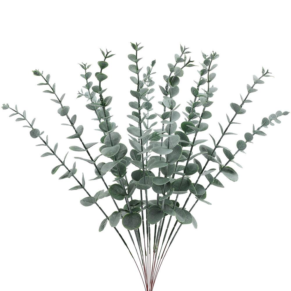 2PCS Artificial Eucalyptus Stems Leaves Green Eucalyptus Branches Fake Plants for Wedding Centerpieces Christmas Navidad Decor