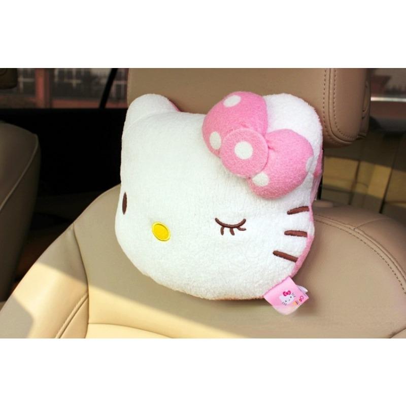 Sanrio Hello Kitty Car Pillow Girl Cartoon Car Neck Support Cervical Pillow Seat Cushion Soft Universal Adjustable Waist Pillows