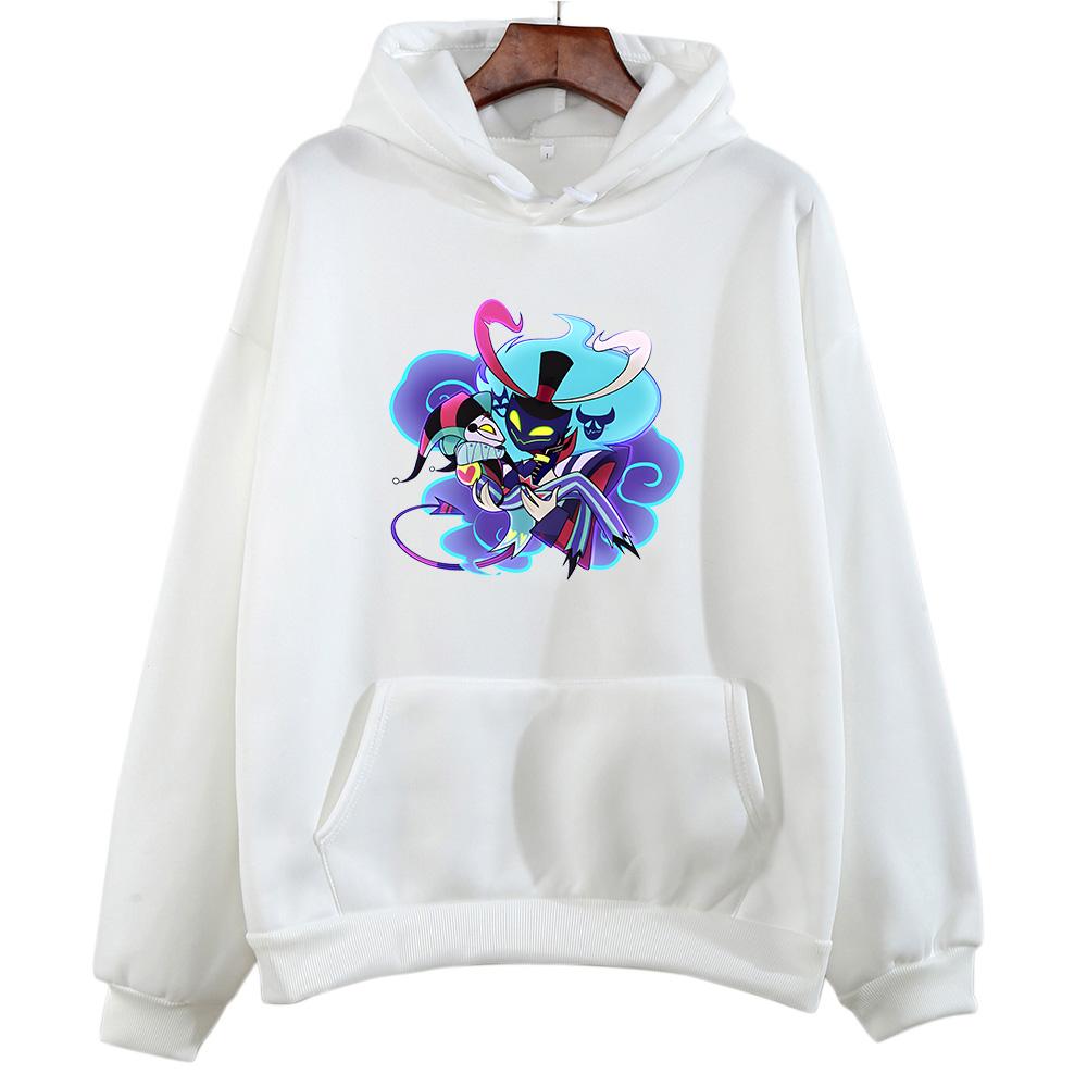 Anime potisk s kapucí Helluva Boss Pohodlné mikiny manga Kreslený potisk Roztomilé oblečení s kapucí Sudaderas Harajuku Kawaii Hoody
