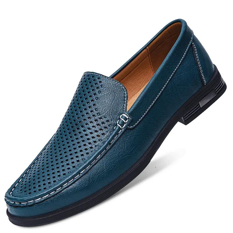 Fashion Genuine Leather Men Footwear Slip On Office Man Formal Shoes Wedding Party Men Dress Shoes Breath Driving Lazy Loafers Moccasins