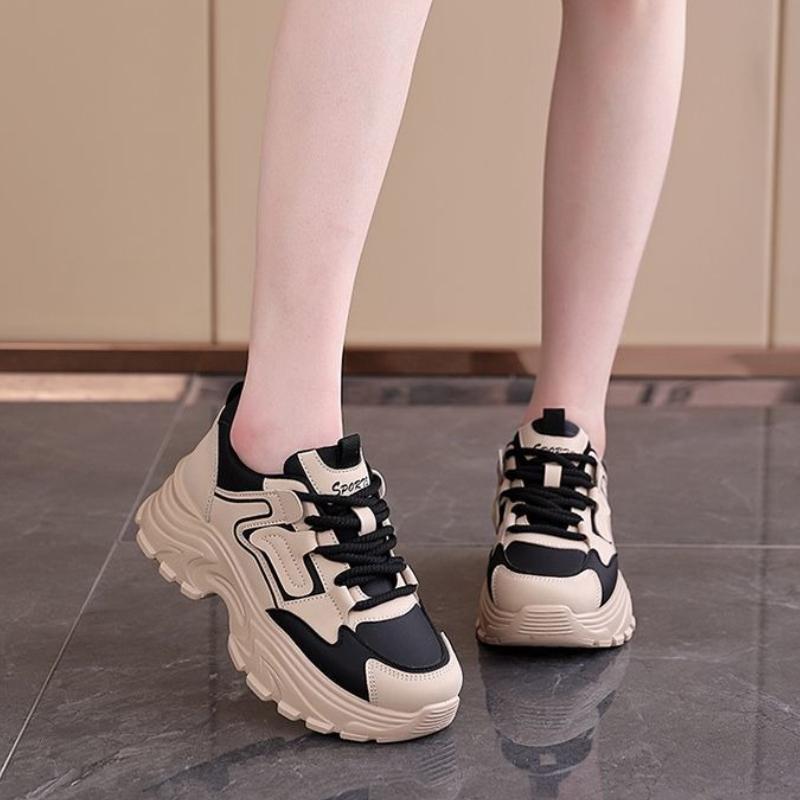 

Trending Women s Chunky Sneakers Leather Anti Slip Thick Sole Sports Shoes Comfortable Fashion Lace Up Footwear 40
