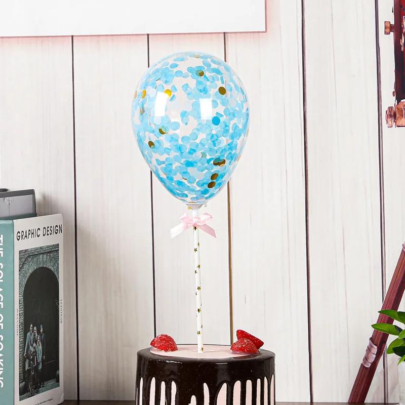 10 Sett 5-tommers Konfetti Ballong Kakedekorasjon med Papirsugerør Sløyfe Baby Shower Gave Bryllup Bursdagsfest Utstyr