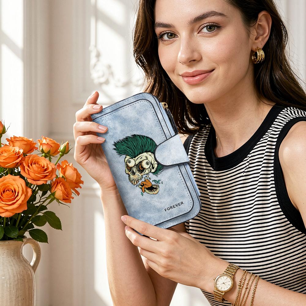 Gothic Skull Pattern Long Wallet