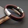 Classic Men's Brown Multi-layer Leather Bracelet Winding Design Punk Stainless Steel Magnet Clasp Bangle Male Jewelry Gifts