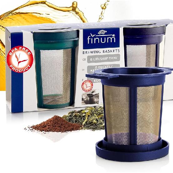 

Goldton Reusable Stainless Steel Coffee and Tea Infusing Mesh Brewing Basket and Filters, Set of 2 Medium Sized Filters, Blue and Green M
