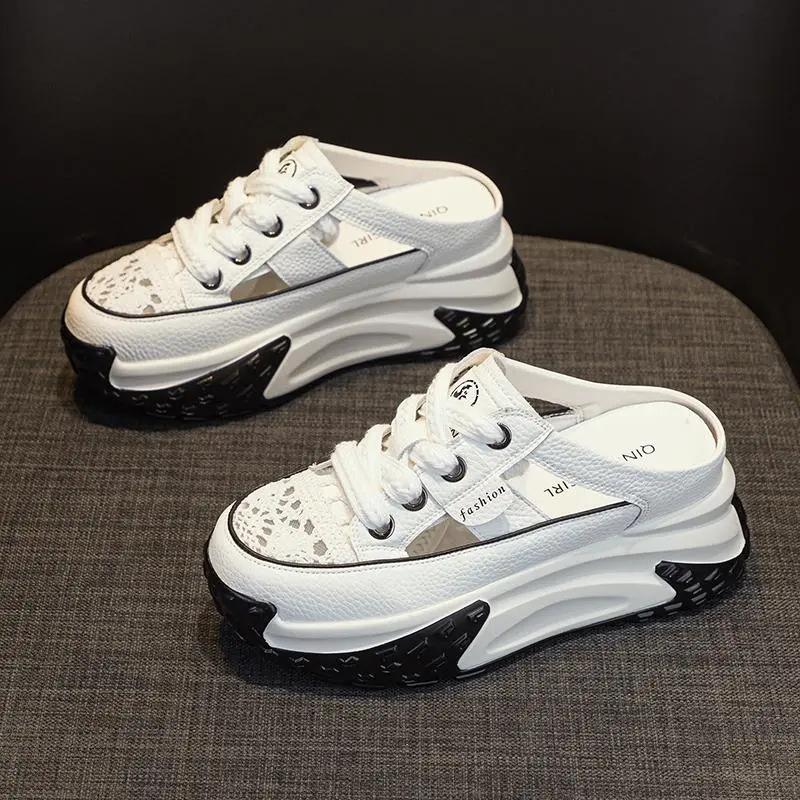 

Internet celebrity bag head inner height half slippers women s summer wear 2025 new Internet celebrity explosion thick-soled hole shoes sandals 35