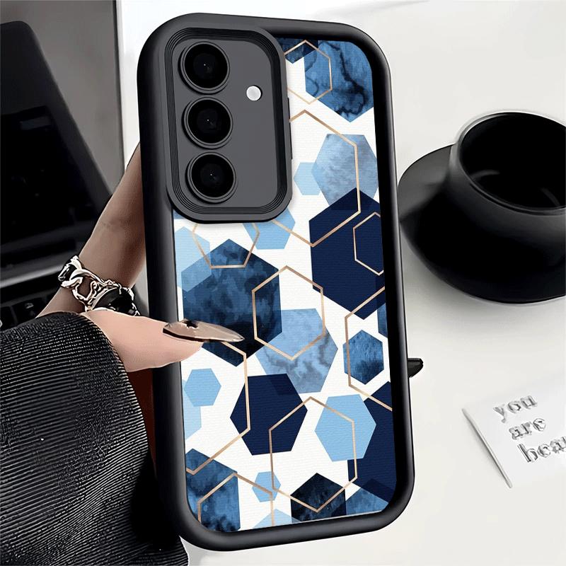 Phone Case for Samsung Galaxy S26 S25 Ultra S24 FE Geometric Marble Pattern Shell S23 Plus S22 + S21 S20 5G Soft Silicone Funda