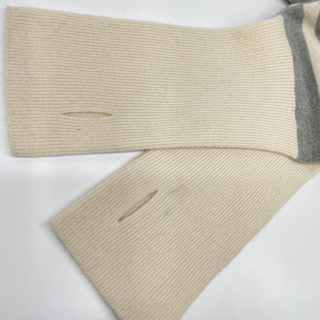GALERIE VIE 23-02-24-02201TN 100% Wool Border Knit Tops F Gray X whiteUsed