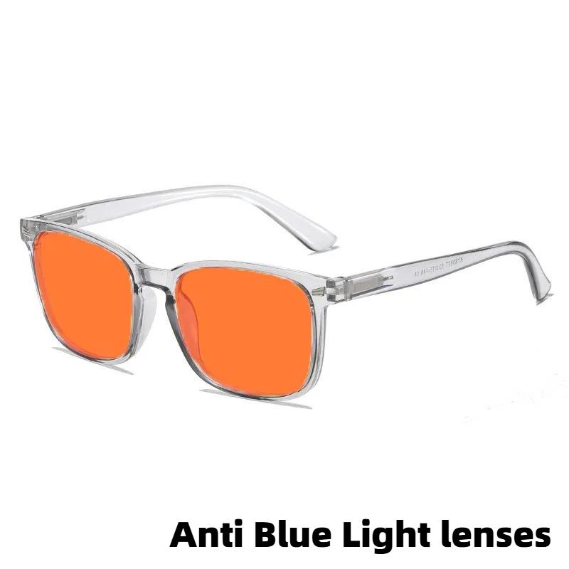 Fashion Square Frame Plain Glasses Orange & Red Lenses Anti Blue Light Glasses Gaming Protective Eyewear Night Driving Goggles