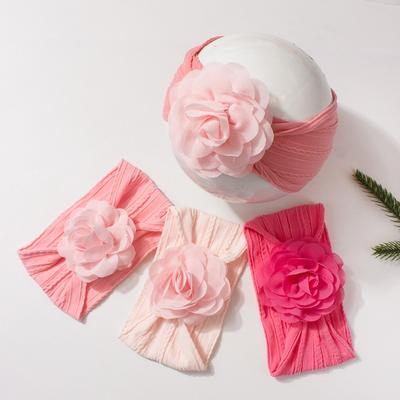 New Jacquard Baby Elastic Headband Cute Solid Color Flower Children's Headband Four Seasons Thin Baby Jewelry