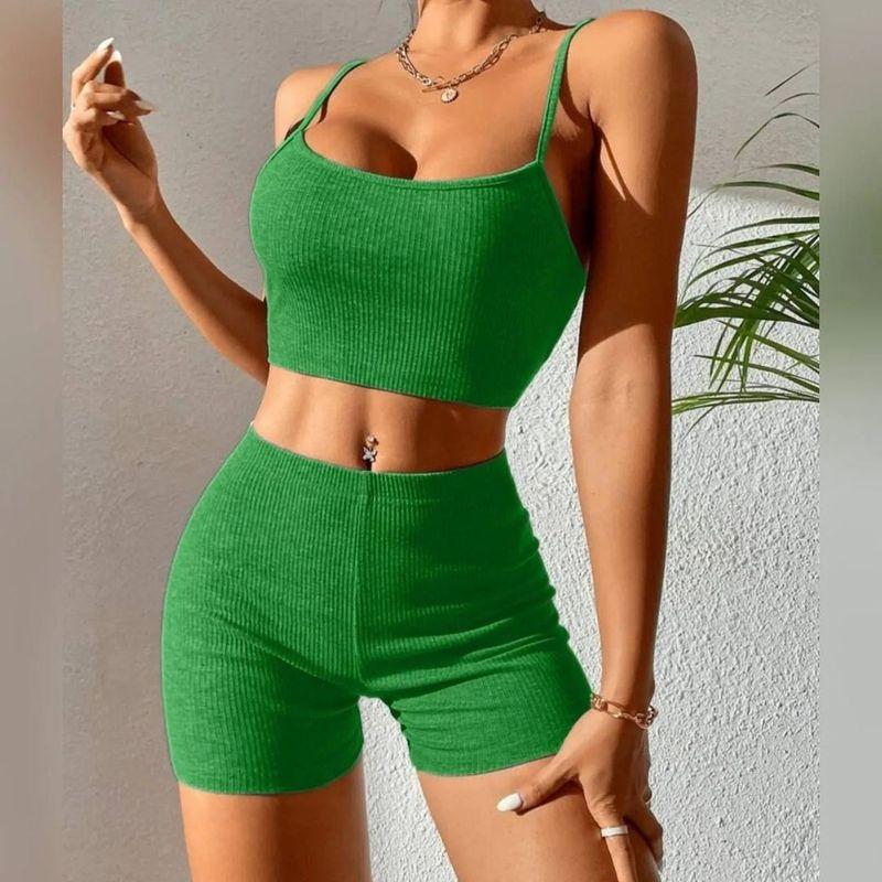 Sexy Two Piece Set 2023 European and American Sexy Suspender Shorts Fashion Yoga Exercise Suit