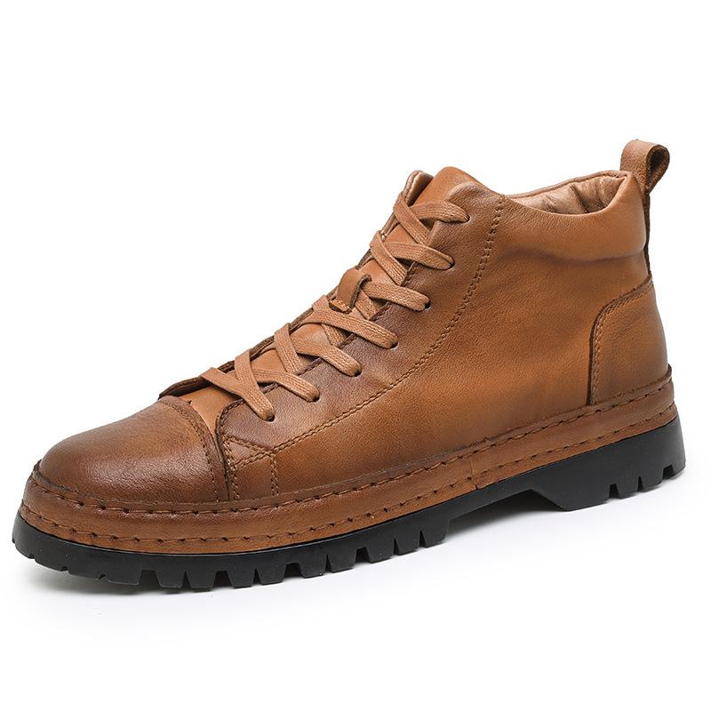 2025 High-top First-layer Cowhide Retro Men's Martin Boots British Style Mid-top Handmade Trendy Shoes High-top Martin Boots Men