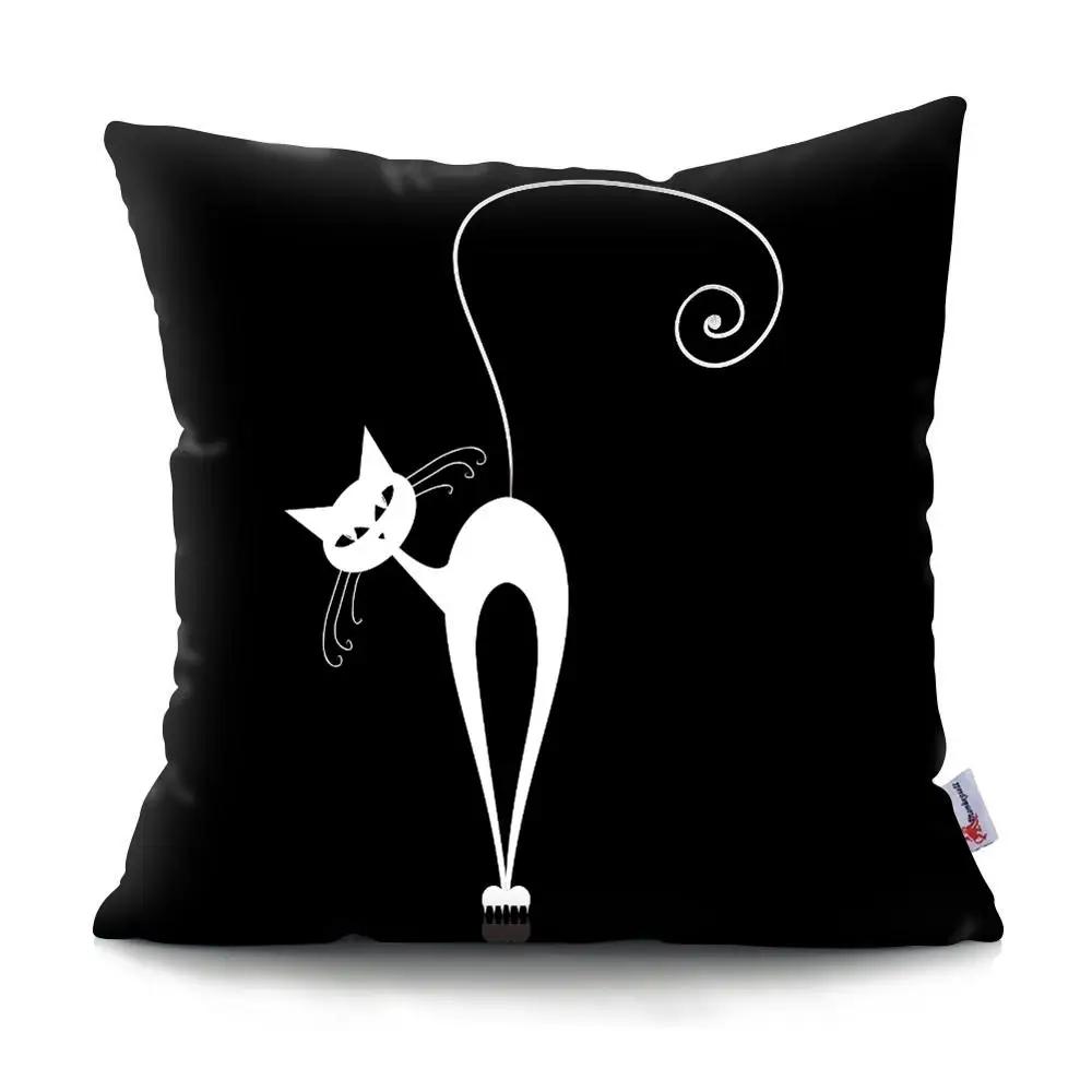 Black Cat Cushion Cover Pet  Sofa Bedroom Decoration Pillowcase Pattern   Case