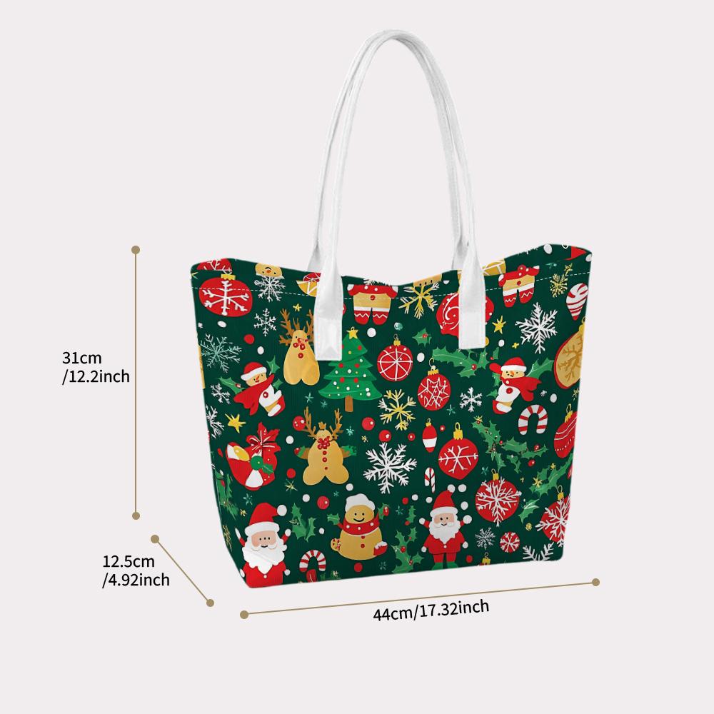 Christmas Printed Tote Bag Holiday Large Capacity Fashion Versatile Shoulder Handbag For Daily Use