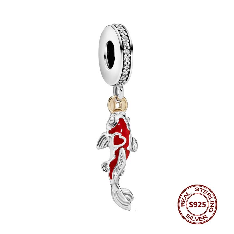 Charms camaleonte adatti a braccialetti originali alla moda in argento 925 con zircone, perlina a forma di polpo e tartaruga, ciondolo a forma di farfalla e lucciola, fai da te per realizzare gioielli