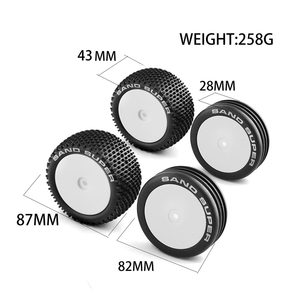 Ferngesteuertes Geländewagen, weiß, 82 und 87 mm Reifen, 4 Stück, Ersatz für XRAY XB2 Serpent SRX2 SRX4