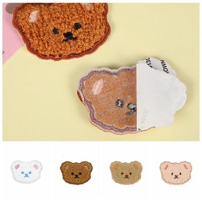 5pcs Self-adhesive Embroideried Badges Bear Head Clothes Sticker  Phone Case
