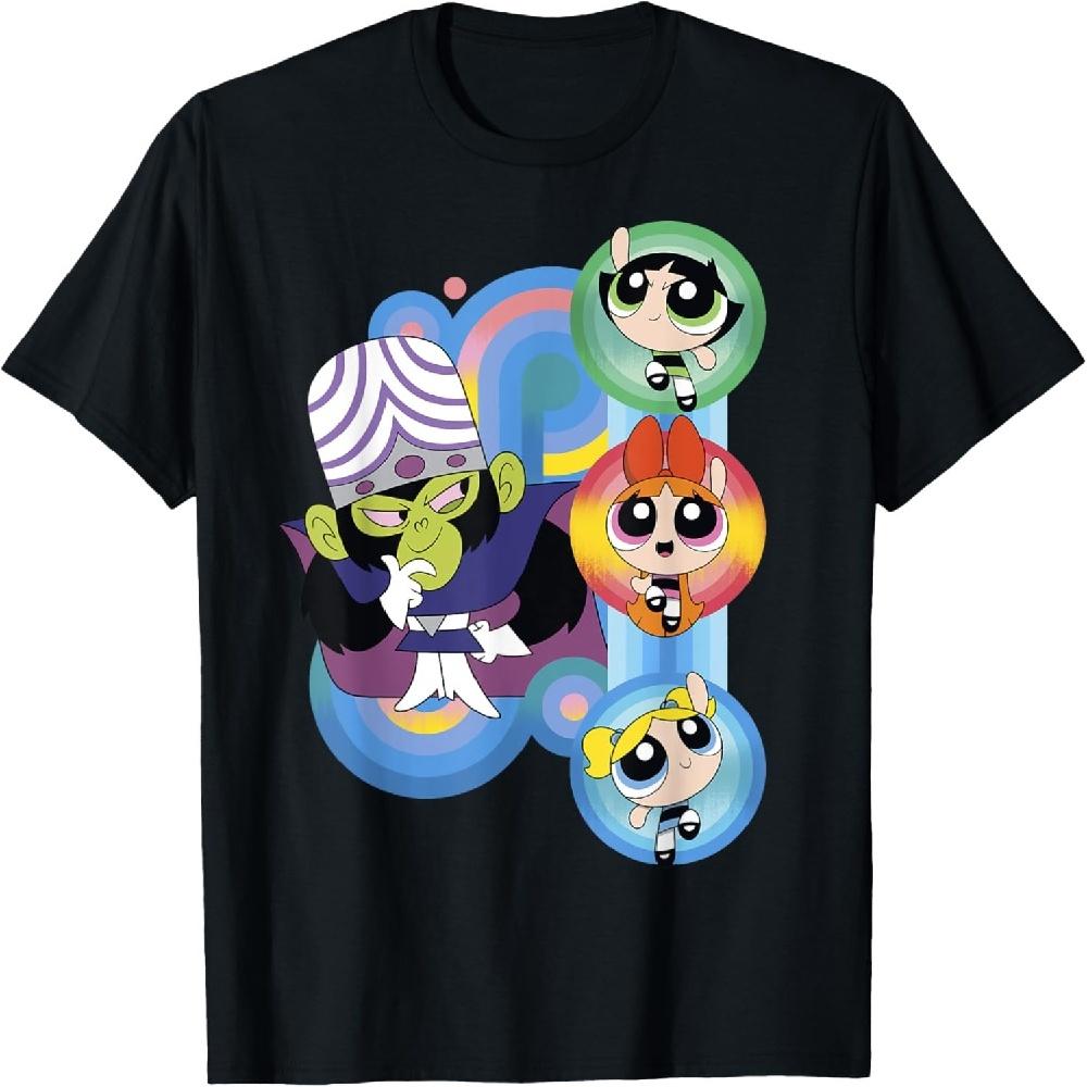 Cartoon Network The Powerpuff Girls & Mojojojo Circles Unisex-Adults Black T-Shirt S чёрный