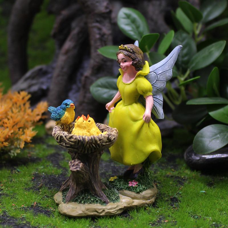 Resin Fairy Figurine With Angel And Bird For Birthday And Holiday Party Decor