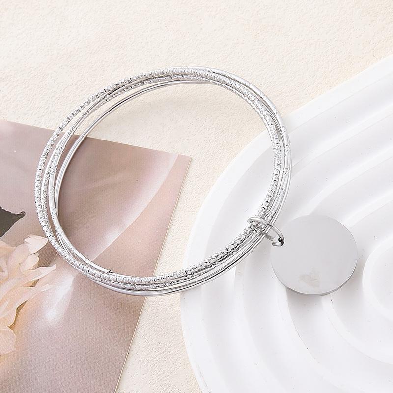 Engravable Retro Titanium Steel Four-Ring Bracelet for Women