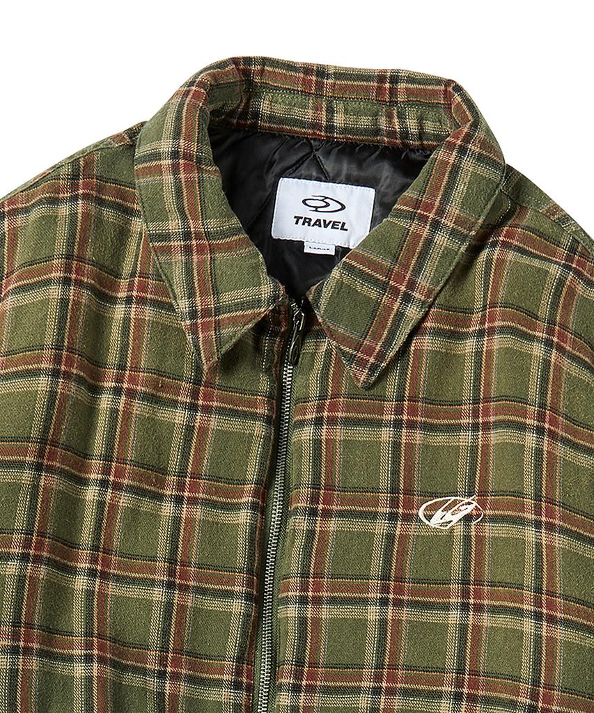 TRAVEL Spray Check Light Padded Jacket Green