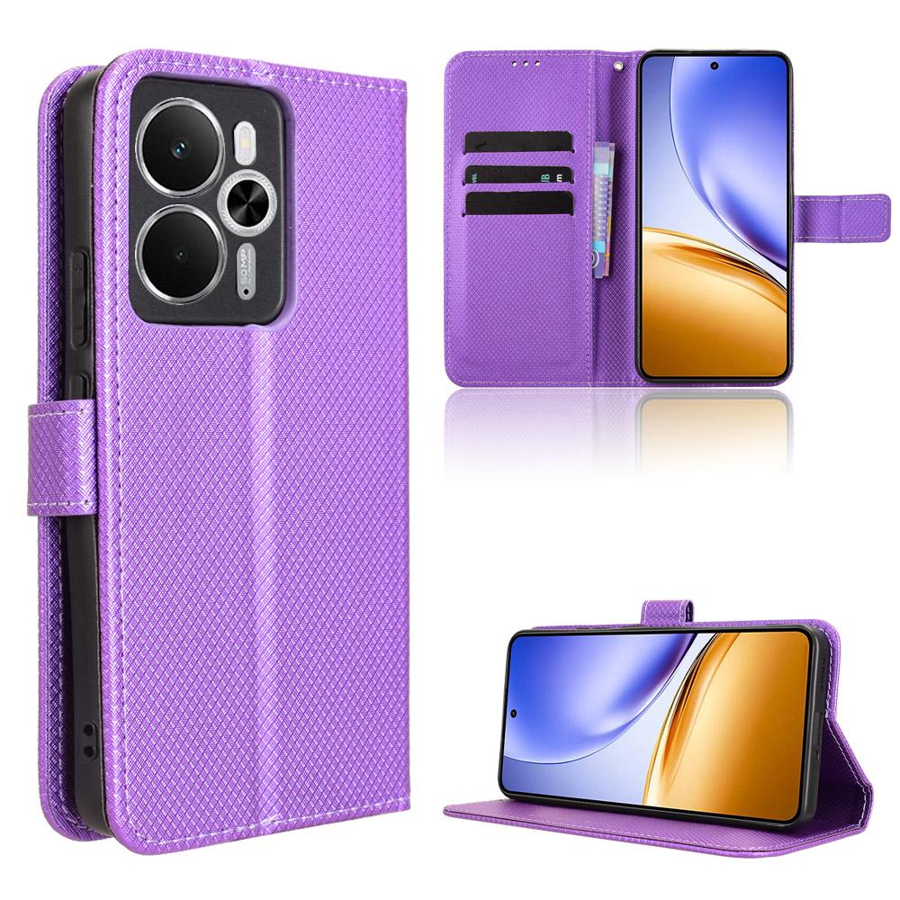 For Realme 14T 5G/Realme 14 5G Leather Wallet Case with Strap Diamond Texture Phone Cover