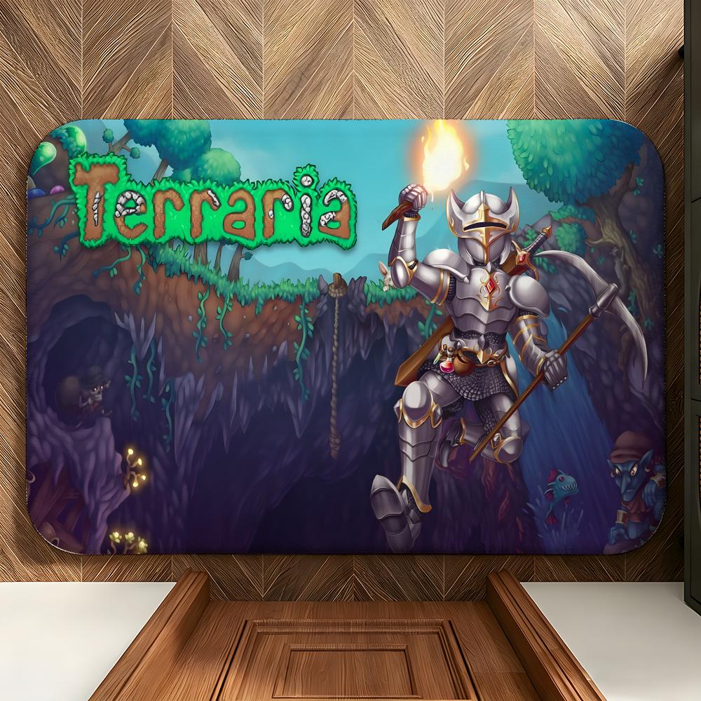 Game T-Terraria Floor Mat Soft Flannel Entrance Door Mat Non Slip Absorbent Bathroom Bedroom Floor Rug