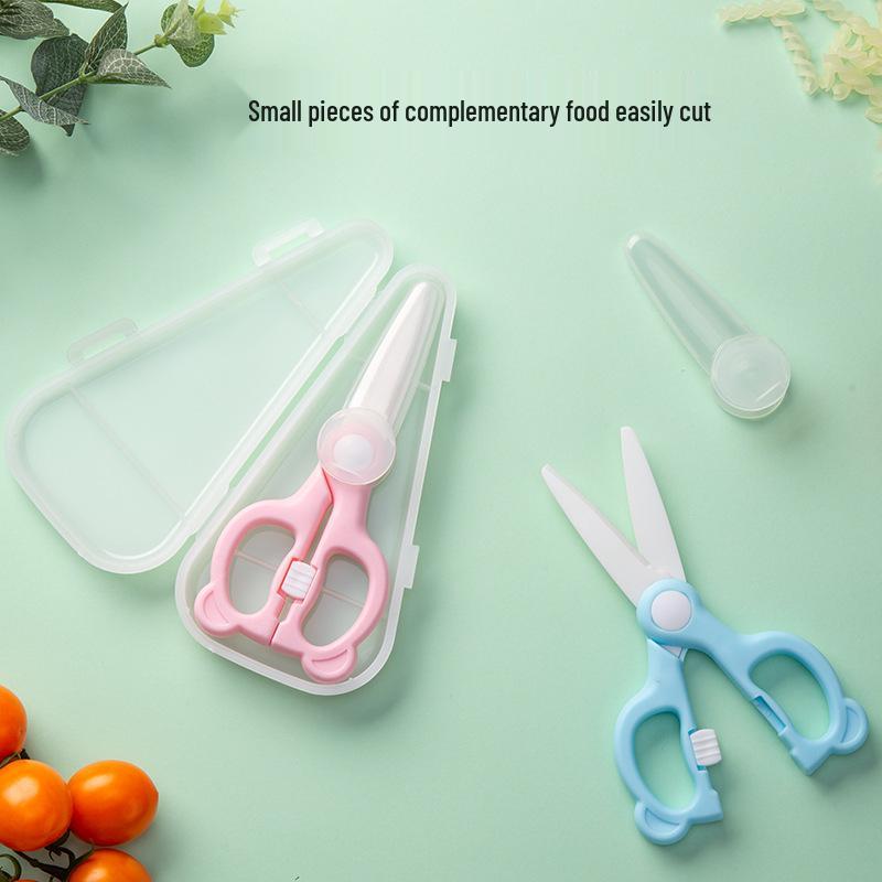 Baby Safety Ceramic Food Scissors with Lock Buckle for Household Kitchen Use