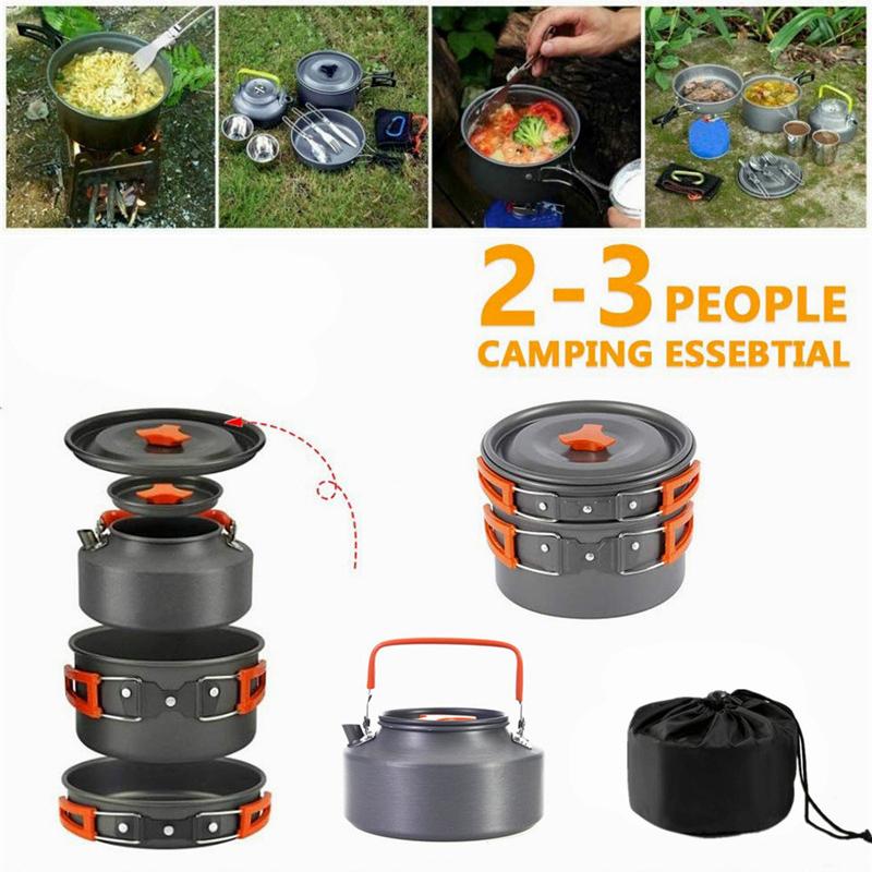 Outdoor Ultralight Camping Cookware Mess Kit for 2?3 People Portable Outdoor Camping Cookware Set
