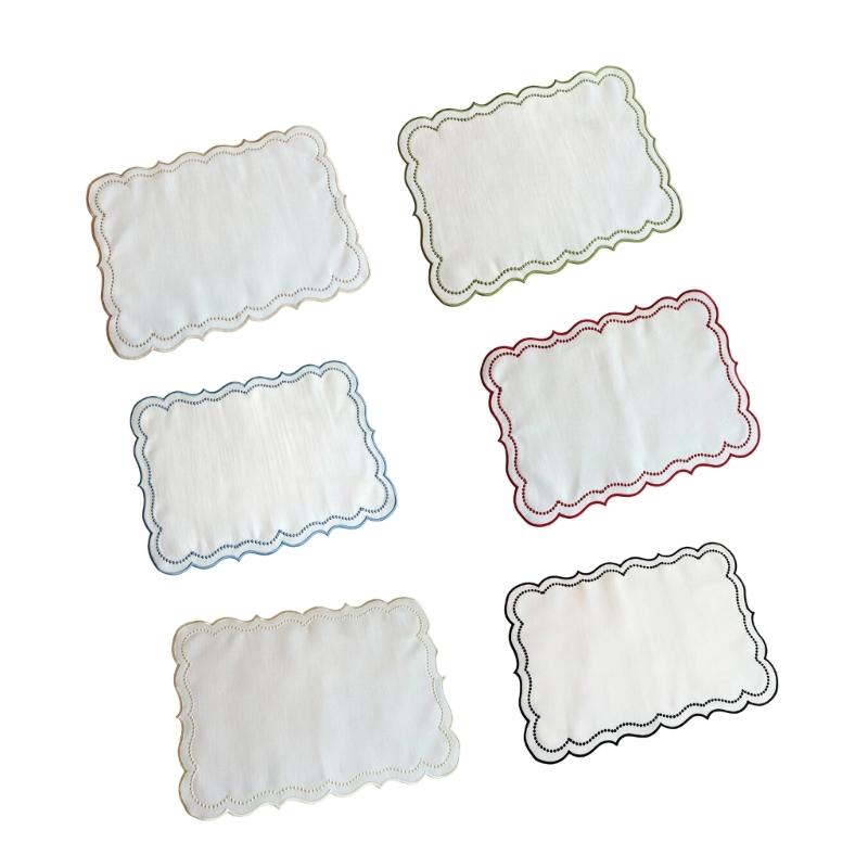 Modern Rectangular Embroidered Polyester Placemat Embroidery Machine Washable Table Mat For Family Gatherings