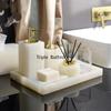 White Onyx Natural Marble Bathroom Accessories Luxury Soap Dispenser Cotton Swabs Container Reed diffuser Tray Bathroom Set