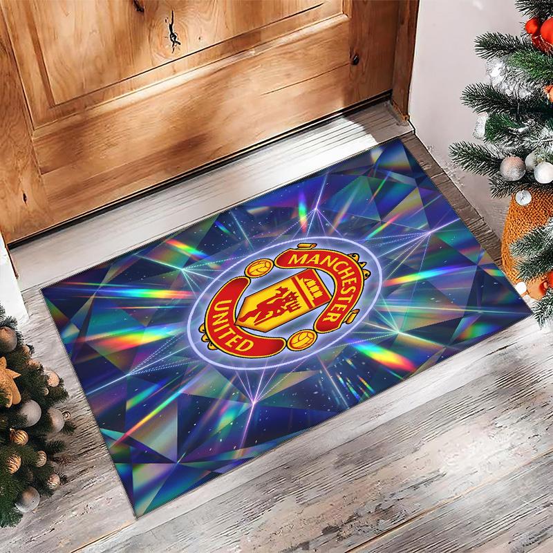 Tappeto in Flanella Stampato Manchester United Antiscivolo Morbido Poliestere Tappeto per Pavimento Tappetino Decorativo per Interni per Camera da Letto Soggiorno Divano