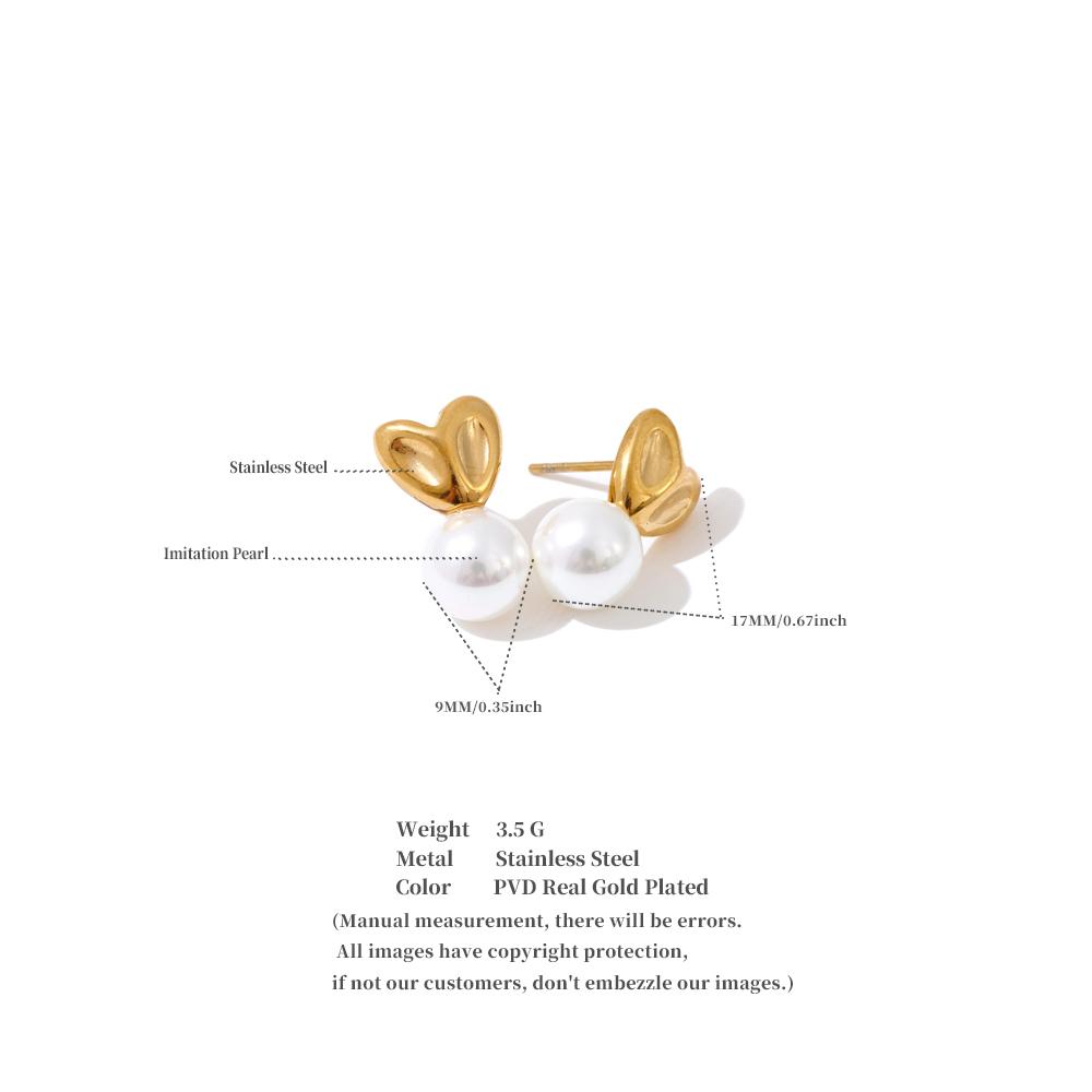 Eetit Daily Imitation Pearls Small Heart Stud Earrings Arrivals Stainless Steel Sweet Chic Korean Style Ear Accessories Jewelry