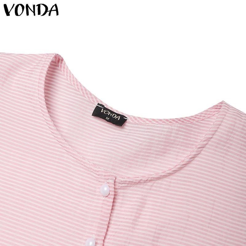 VONDA Abiti da donna alla moda, tinta unita, con scollo rotondo e volant, maniche lunghe
