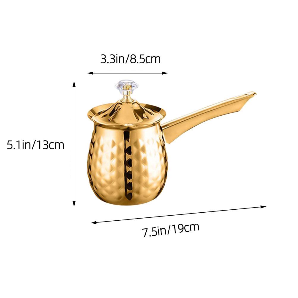 

Stainless Steel Turkish Coffee Pot 400 Ml Vintage Style Stovetop Arabic Coffee Maker Milk Warmer Butter Melter Traditional золотистый