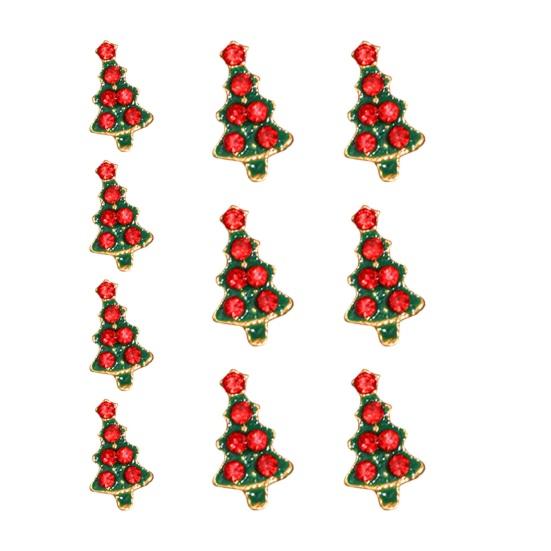 10Pcs Christmas Nail Manicure Rhinestone Xmas Cartoon Design Elk Bells Christmas Tree Alloy Rhinestones Nail Accessories