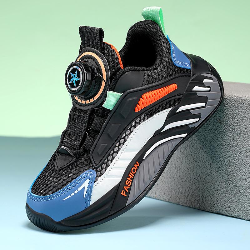 Children's little white shoes campus June 1 performance boys and girls white button sports shoes medium and older children's breathable running shoes