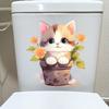 Cute Cat Bathroom Toilet Stickers Modern Decorative Home Stickers Waterproof Decal Self-adhesive