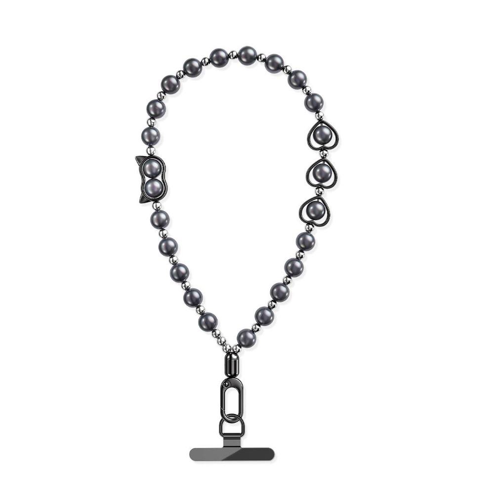 

Handmade Beaded Phone Lanyard Heart Cellphone Charm Short Style Mobile Phone Chain Bag Pendant серый