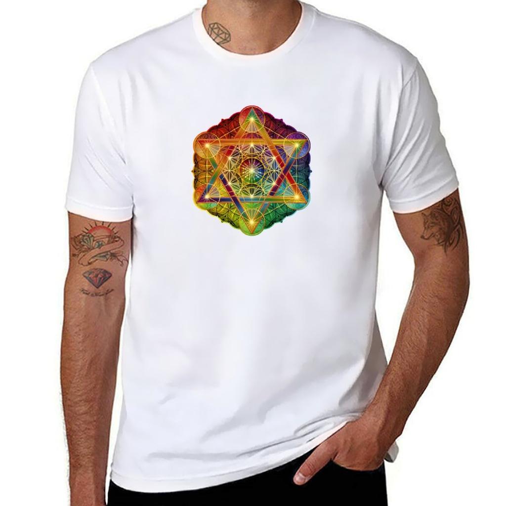Metatrons Cube With Merkabah And Flower Of Life Tshirt Casual Fashion Print Tee Top