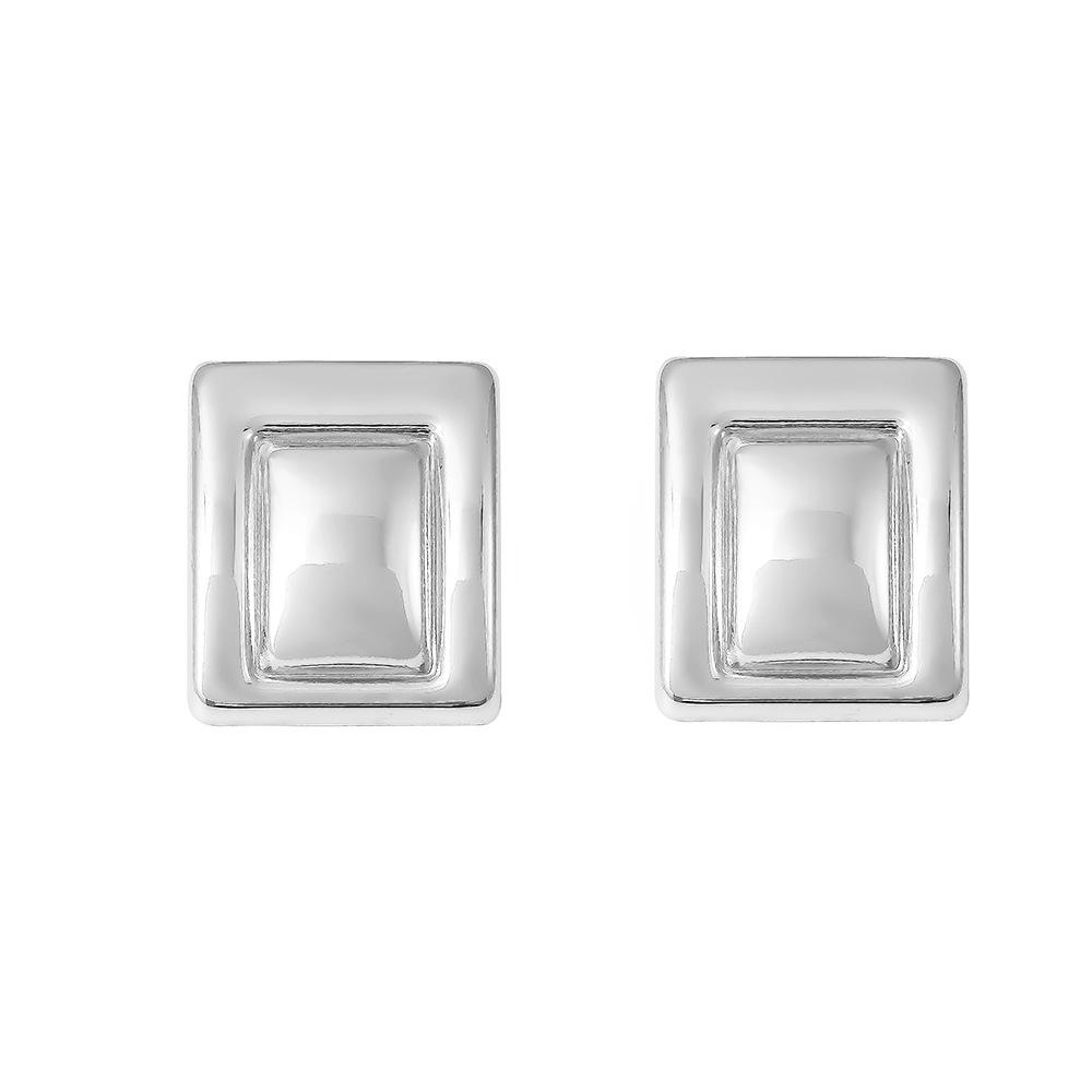 Europe, America ins fashion simple niche personalized earrings stainless steel K gold exaggerated geometric rectangular stud earrings